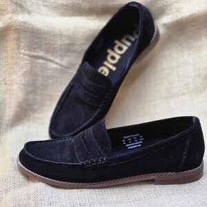 Hush Puppies  Black Suede Loafers size 10